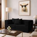 Ver imagem 4 de Sofá Cama Modular Mold 2 Lugares 190cm Preto Boucle Estrutura em Aço Loja Sheep