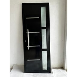 Porta de Alumínio Lambri Duplo 210x80 C/ Puxador e Vidro - 2