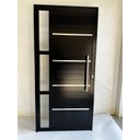 Ver imagem 1 de Porta de Alumínio 210 X 80 com Vidro - Lambri Duplo Preta