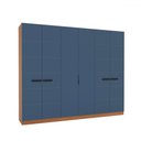 Ver imagem 2 de Guarda-roupa Casal Lisboa 6 Portas 4 Gavetas Freijó/azul - Politorno