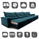 Ver imagem 3 de Sofá Retrátil e Reclinável 3,55m Molas Ensacadas Cama Inbox Big Space com Bordado 3d Velusoft