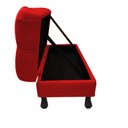 Ver imagem 2 de Recamier Baú Luis Xv Capitonê Retrô 160cm Suede Vermelho Pés Madeira Ms Decor