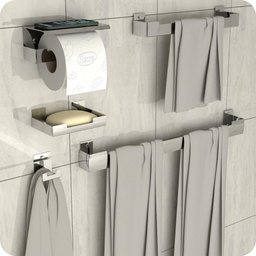 Kit Acessórios Para Banheiro Inox 5 Peças ELG - 1