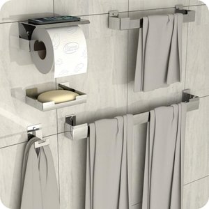 Kit Acessórios Para Banheiro Inox 5 Peças ELG