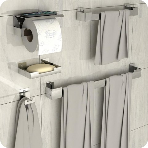 Kit Acessórios Para Banheiro Inox 5 Peças ELG