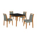 Ver imagem 2 de Mesa Jantar Luxo Jade 120x90cm Preto com 4 Cadeiras Estofadas Veludo Cinza Base Madeira Maciça Mel