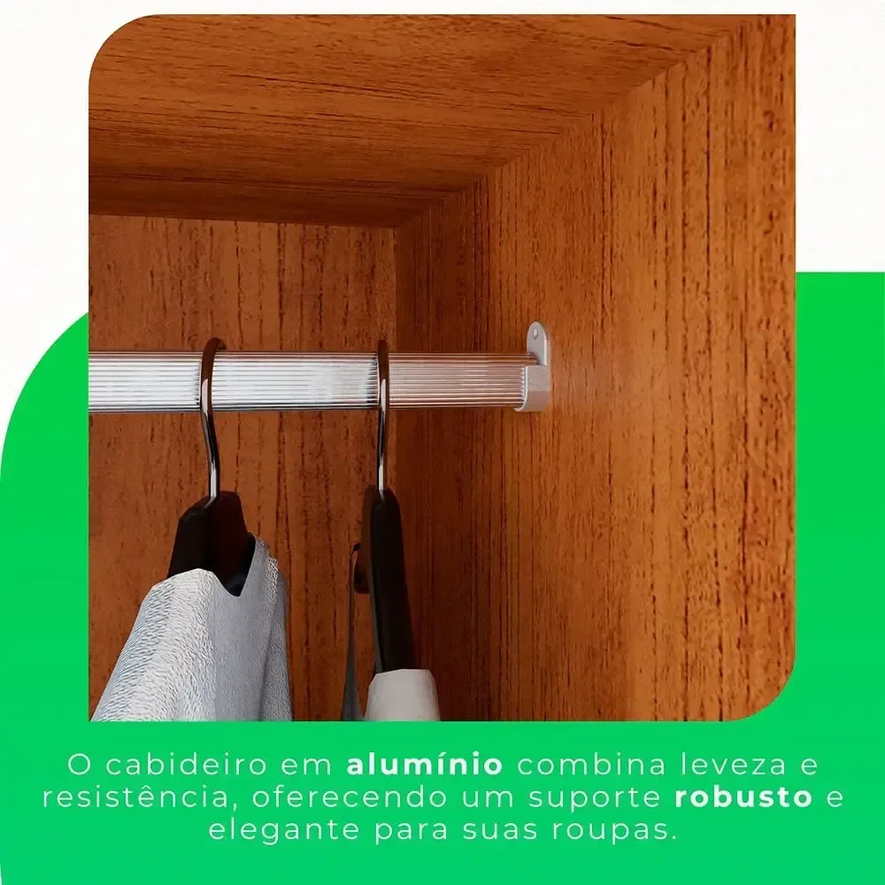 Ver imagem 3 de Guarda-roupa Solteiro Recife com Pé 4 Portas 2 Gavetas Cinamomo Off