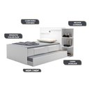 Ver imagem 7 de Cama Cabeceira Baú c/Cama Auxiliar 2 Gavetas Branco Lilás