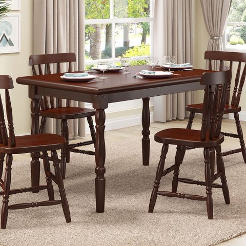 Mesa de Jantar 103ea com 04 Cadeiras 150ea Castanho Acetinado Piratini