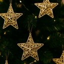 Ver imagem 2 de Kit 4 Estrelas Natal Tridimensional Arabesco Lisa Dourada 11cm - Magizi