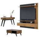Ver imagem 1 de Painel para Tv Home Suspenso Juriti 1.5 com Mesa de Centro Jeri e Aparador Riviera Noce Milano Preto