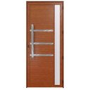 Ver imagem 1 de Porta de alumínio c/friso e visor lambril Madeiro "E"210x100