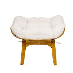 Kit Poltrona + Puff Costela Decoração Conforto Linho Crú - 6