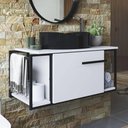 Ver imagem 2 de Gabinete Banheiro Suspenso 80cm Cuba Oval Ripy Branco/preto Z54 - Mpozenato