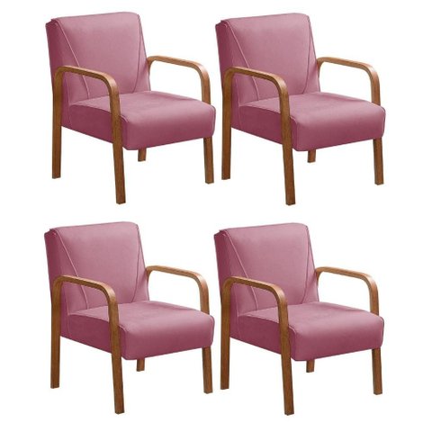 Kit 4 Poltronas Anita Cor:Suede Rosa 280