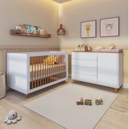 Conjunto Berço e Cômoda em Tampo Madeira Maciça Baby Tubbi Casatema - 2