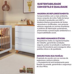 Conjunto Berço e Cômoda em Tampo Madeira Maciça Baby Tubbi Casatema - 14