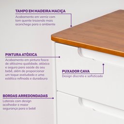 Conjunto Berço e Cômoda em Tampo Madeira Maciça Baby Tubbi Casatema - 8