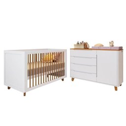 Conjunto Berço e Cômoda em Tampo Madeira Maciça Baby Tubbi Casatema - 3