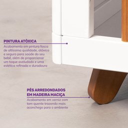 Conjunto Berço e Cômoda em Tampo Madeira Maciça Baby Tubbi Casatema - 13