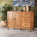 Ver imagem 1 de Balcão Madeira Maciça 2 Portas 3 Gavetas Rustico Carvalho Repleta