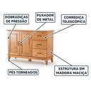 Ver imagem 3 de Balcão Madeira Maciça 2 Portas 3 Gavetas Rustico Carvalho Repleta