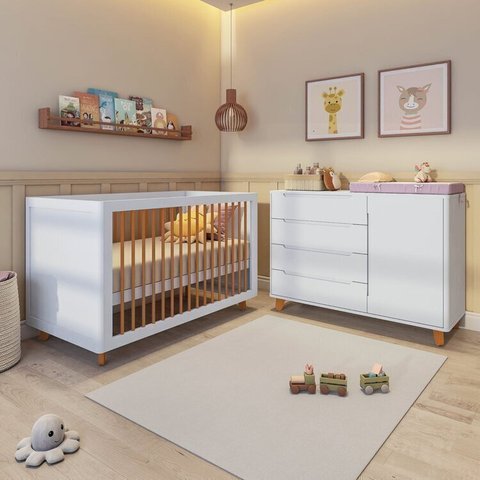Conjunto Berço e Cômoda em Tampo Mdf Baby Tubbi Casatema MadeiraOriginals
