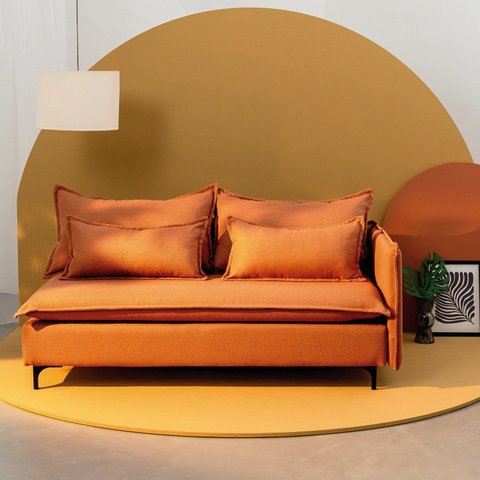 Sofá Modular 2 Lugares Braço Lateral com Pé Metal Sôma CabeCasa MadeiraOriginals Marrom Mocha Mousse