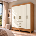 Ver imagem 1 de Guarda-Roupa Casal 6 Portas 2 Gavetas Mobi Cinamomo Off-White