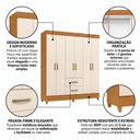 Ver imagem 4 de Guarda-Roupa Casal 6 Portas 2 Gavetas Mobi Cinamomo Off-White
