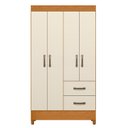 Ver imagem 3 de Guarda-Roupa Solteiro 4 Portas 2 Gavetas Mobi Off White/Cinamomo