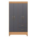 Ver imagem 3 de Guarda-Roupa Solteiro 4 Portas 2 Gavetas Mobi Cinza/Freijó/Titanium