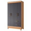 Ver imagem 4 de Guarda-Roupa Solteiro 4 Portas 2 Gavetas Mobi Cinza/Freijó/Titanium