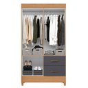 Ver imagem 2 de Guarda-Roupa Solteiro 4 Portas 2 Gavetas Mobi Cinza/Freijó/Titanium