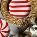 Ver imagem 2 de Prato Sobremesa de Porcelana Listras Vermelho - Casa Toco