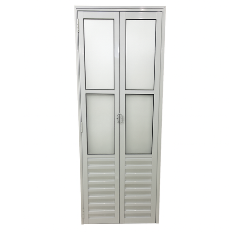 Porta Camarão Palheta com Vidro Aluminio Branco Linha 25 - 210x70 Esquerda