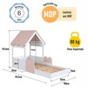 Ver imagem 4 de Cama Infantil Montessoriana C/ Proteção 108cm Estilo Casinha Cor:branco com Rosa Milkshake