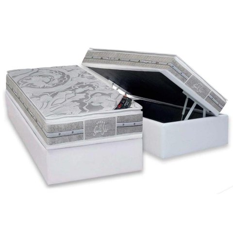 Cama Box Baú Solteiro: Colchão Molas Pocket Ensacadas Castor Super luxo Látex Plush Double Face