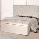 Ver imagem 1 de Kit Cabeceira Estofada Casal com Recamier Bau 140 cm para Cama Box Bege Livia Mafer