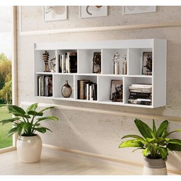 Estante/Livreiro Suspenso Com 10 Prateleiras Branco Potente - 1