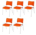 Ver imagem 2 de Cadeira Iso Base Branco Escola, Escritório Laranja Kit 5 Un