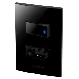 Conjunto 1 Tecla Led + 1 Tomada 20a - Inova Black Piano - 1