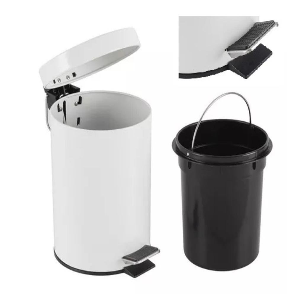 Lixeira Branca Inox 8 Litros Luxo Pedal Cesto Lixo Removivel Retro Vintage Banheiro Cozinha 8l - 2
