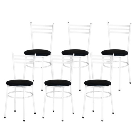 6 Cadeiras Epoxi Branca para Cozinha:preto