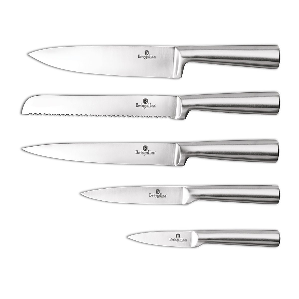 Jogo de Facas Faqueiro Suporte Inox Chef Profissional Santoku Cozinha Descascar Berlinger Haus 5 Pçs - 2