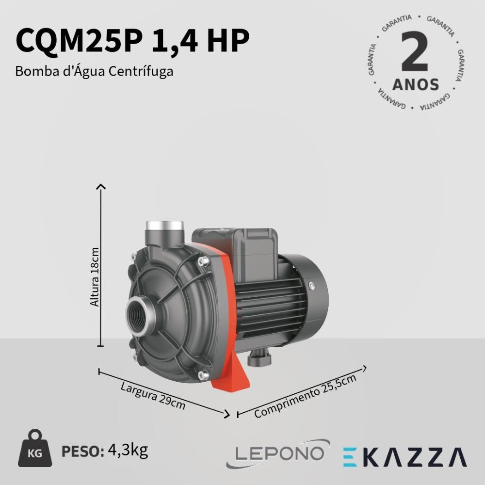 Bomba D'água Centrífuga Cqm25p Lepono 1,4 Hp - 2