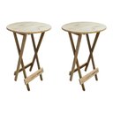 Ver imagem 1 de Kit 2 Mesas Bistrô De Madeira Dobrável Para Restaurante - Sem Pintura / Crua