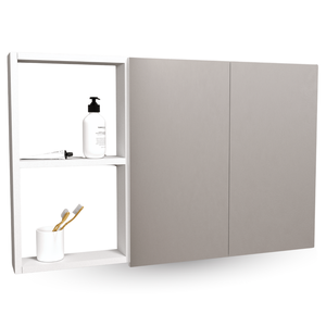 Armário Aéreo Mdf para Banheiro C. Espelho 80cm L. 2 Portas Esquerdo