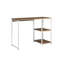 Ver imagem 2 de Mesa Escritório Berlim Industrial com Prateleira Ferro Branco Tampo 110x46 Freijó