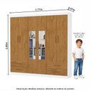 Ver imagem 5 de Guarda-Roupa 6 Portas 4 Gavetas com Espelho Infantil Perola Marrom/Branco/Cinamomo